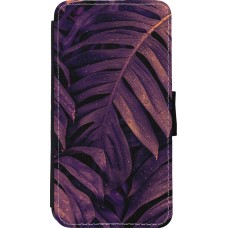 Coque iPhone 11 Pro - Wallet noir Purple Light Leaves