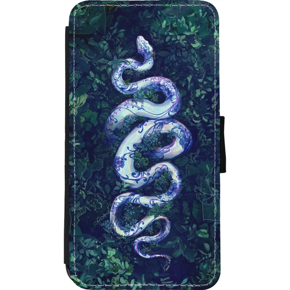iPhone 11 Pro Case Hülle - Wallet schwarz Snake Blue Anaconda