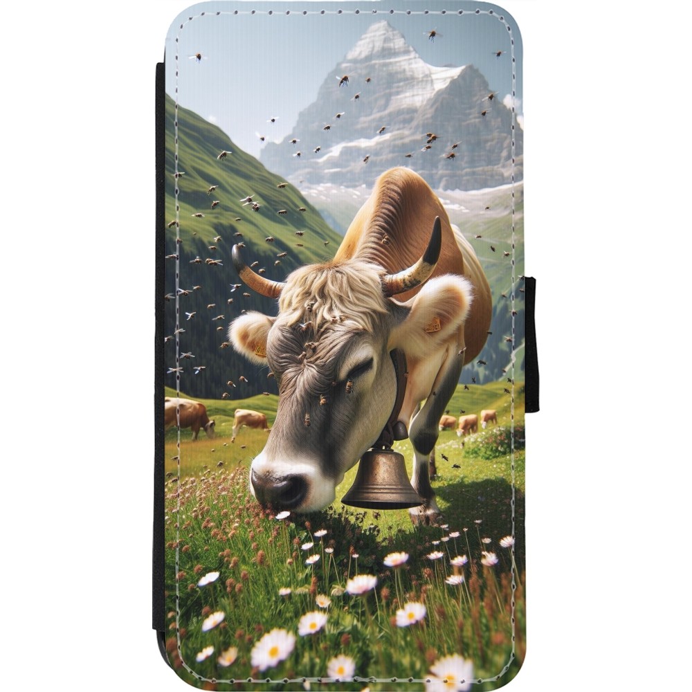 iPhone 11 Pro Case Hülle - Wallet schwarz Kuh Berg Wallis
