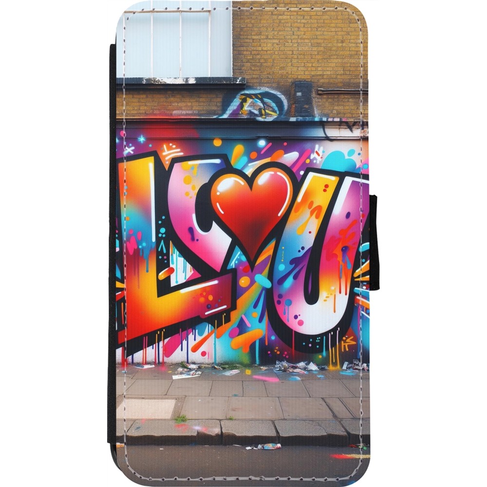 iPhone 11 Pro Case Hülle - Wallet schwarz Valentin 2025 Liebe U Tag