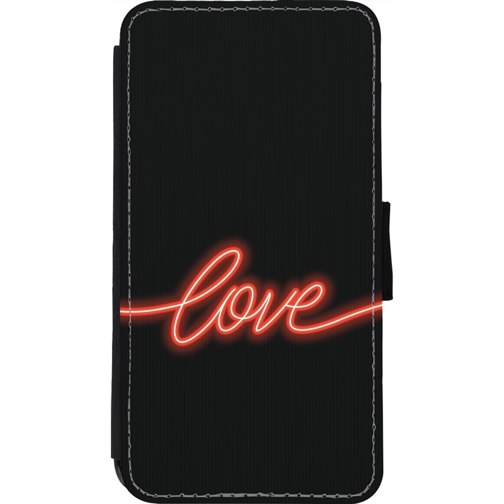iPhone 11 Pro Case Hülle - Wallet schwarz Valentine 2023 neon love