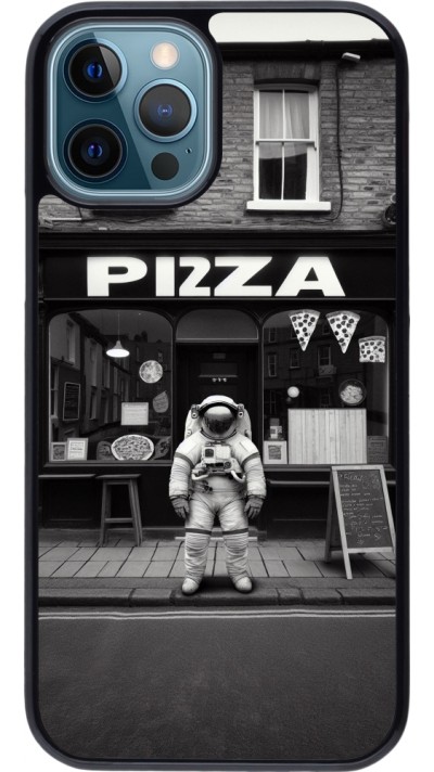 Coque iPhone 12 / 12 Pro - Astronaute devant une Pizzeria