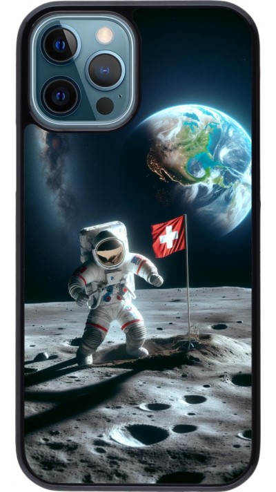 Coque iPhone 12 / 12 Pro - Astro Suisse sur lune