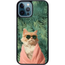 iPhone 12 / 12 Pro Case Hülle - Cat Summer Palms
