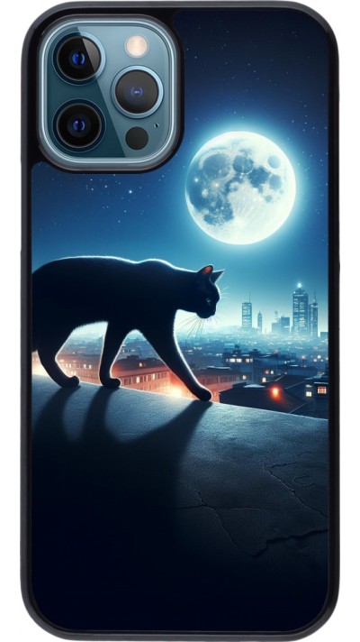 iPhone 12 / 12 Pro Case Hülle - Schwarze Katze unter dem Vollmond