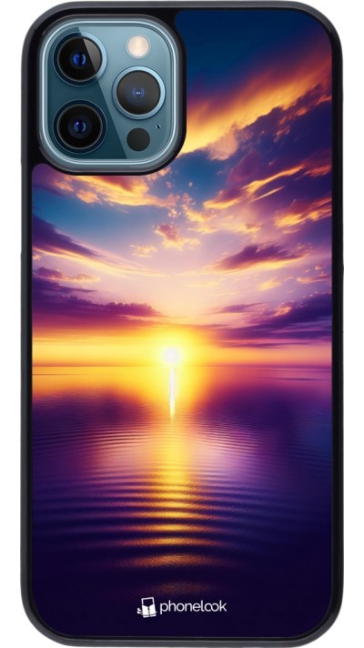 Coque iPhone 12 / 12 Pro - Coucher soleil jaune violet