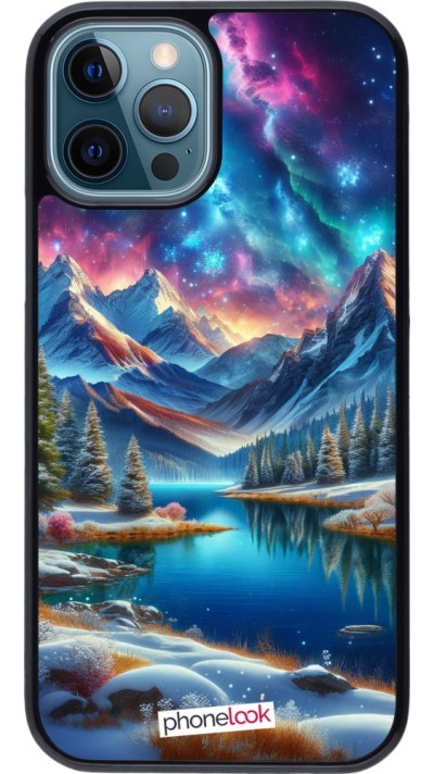 Coque iPhone 12 / 12 Pro - Fantasy Mountain Lake Sky Stars