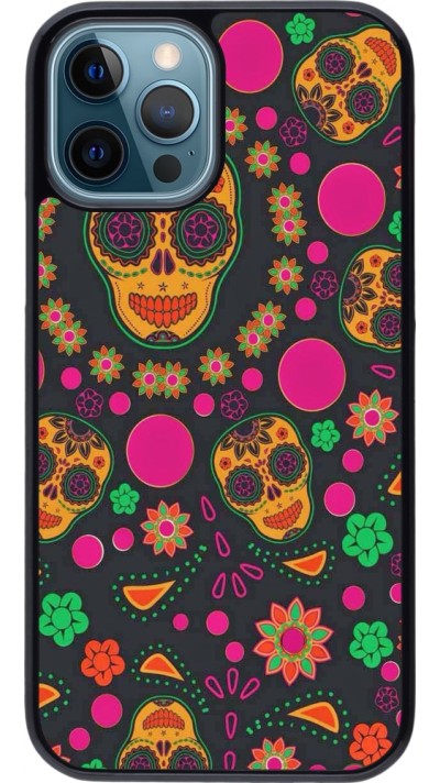 iPhone 12 / 12 Pro Case Hülle - Halloween 22 colorful mexican skulls