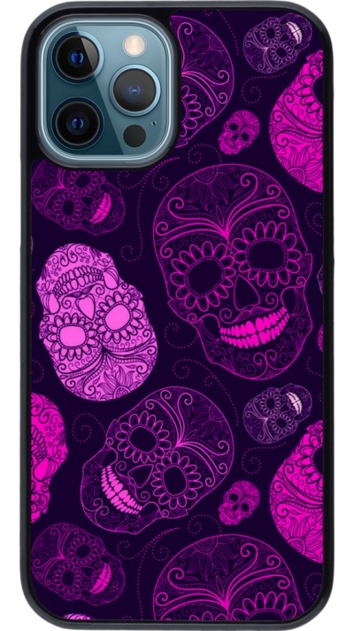 iPhone 12 / 12 Pro Case Hülle - Halloween 2023 pink skulls