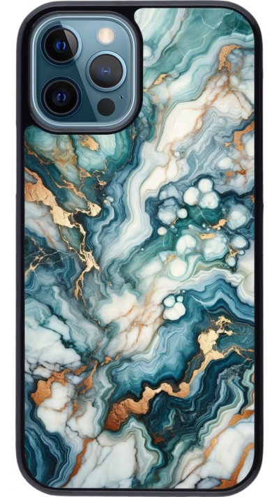 iPhone 12 / 12 Pro Case Hülle - Grüner Blauer Goldener Marmor