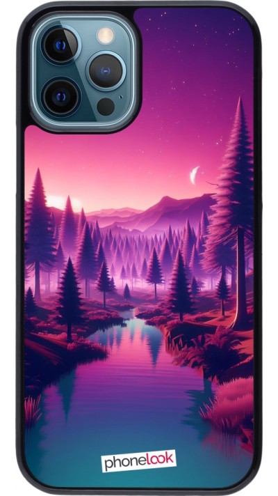 iPhone 12 / 12 Pro Case Hülle - Lila-rosa Landschaft