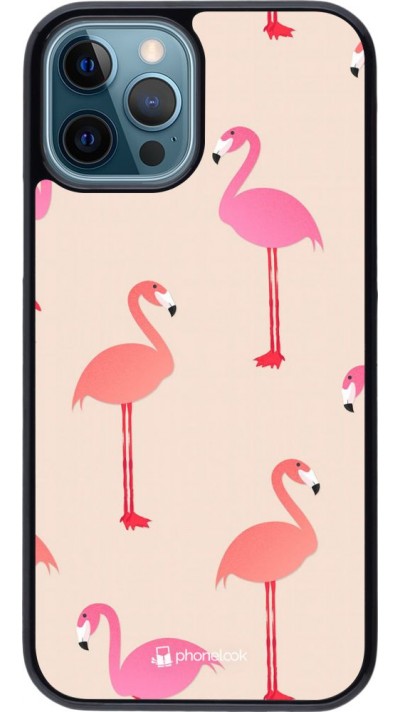 Hülle iPhone 12 / 12 Pro - Pink Flamingos Pattern