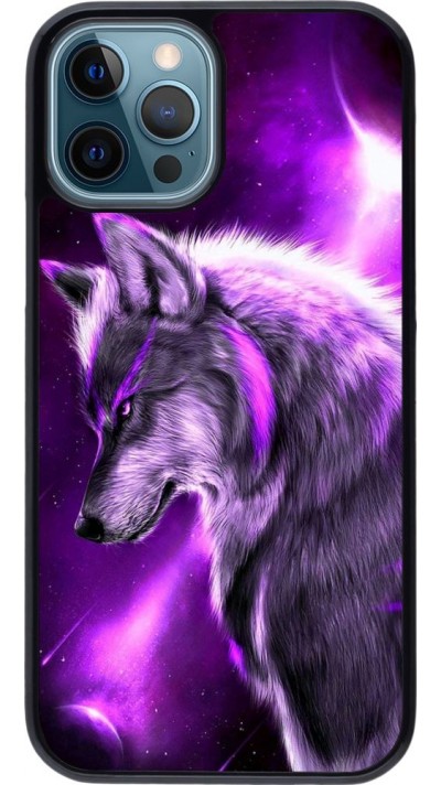 Hülle iPhone 12 / 12 Pro - Purple Sky Wolf