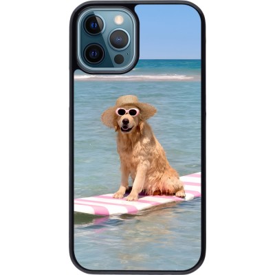Coque iPhone 12 / 12 Pro - Summer Dog on Paddle