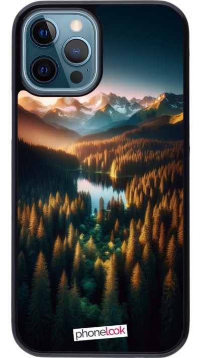 Coque iPhone 12 / 12 Pro - Sunset Forest Lake