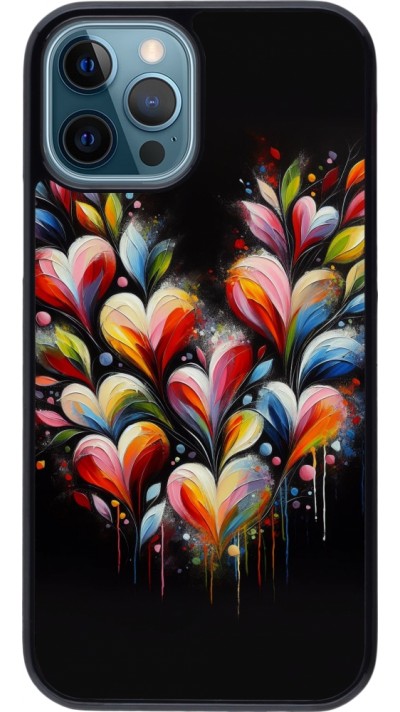 Coque iPhone 12 / 12 Pro - Valentine 2024 Coeur Noir Abstrait