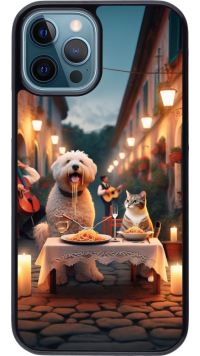 iPhone 12 / 12 Pro Case Hülle - Valentin 2024 Hund & Katze Kerzenlicht