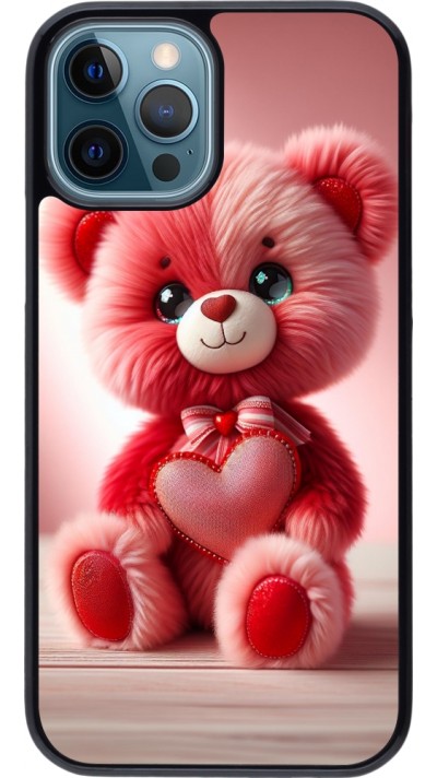 iPhone 12 / 12 Pro Case Hülle - Valentin 2024 Rosaroter Teddybär