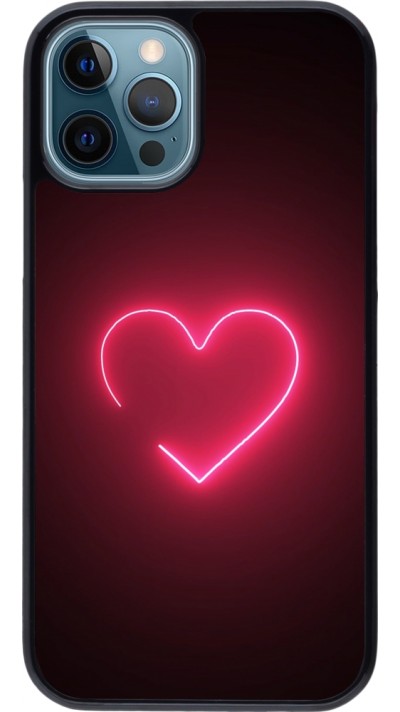 Coque iPhone 12 / 12 Pro - Valentine 2023 single neon heart