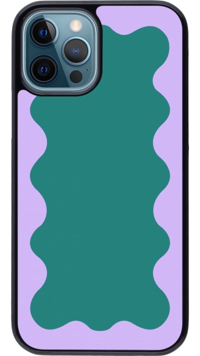iPhone 12 / 12 Pro Case Hülle - Wavy Rectangle Green Purple