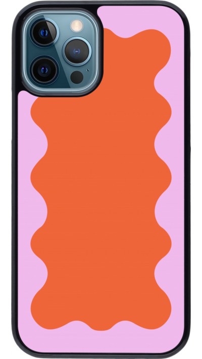 Coque iPhone 12 / 12 Pro - Wavy Rectangle Orange Pink