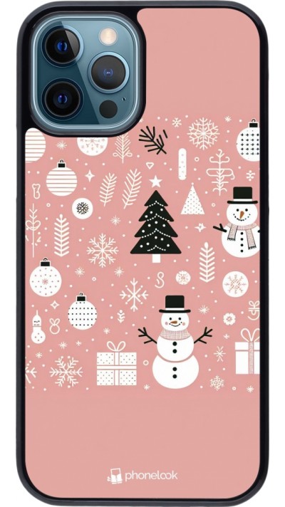 iPhone 12 / 12 Pro Case Hülle - Weihnachten 2024 Rose Schneemann Weihnachten