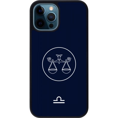 iPhone 12 / 12 Pro Case Hülle - Silikon schwarz Astrologie Waage