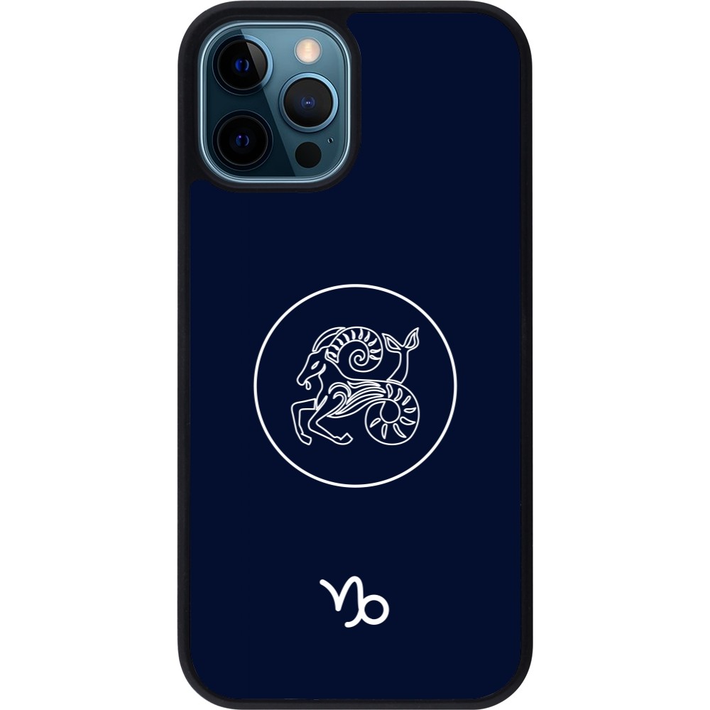 iPhone 12 / 12 Pro Case Hülle - Silikon schwarz Astrologie Steinbock