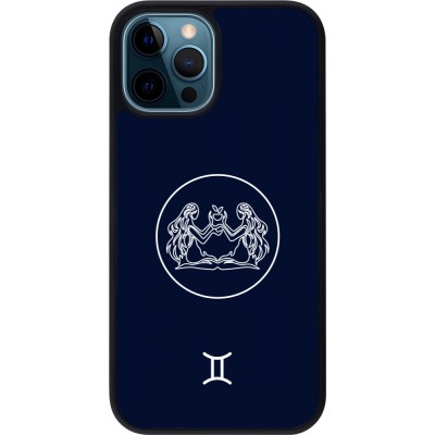 Coque iPhone 12 / 12 Pro - Silicone rigide noir Astrologie Gémeaux