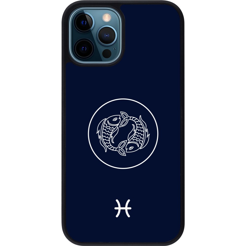 iPhone 12 / 12 Pro Case Hülle - Silikon schwarz Astrologie Fische