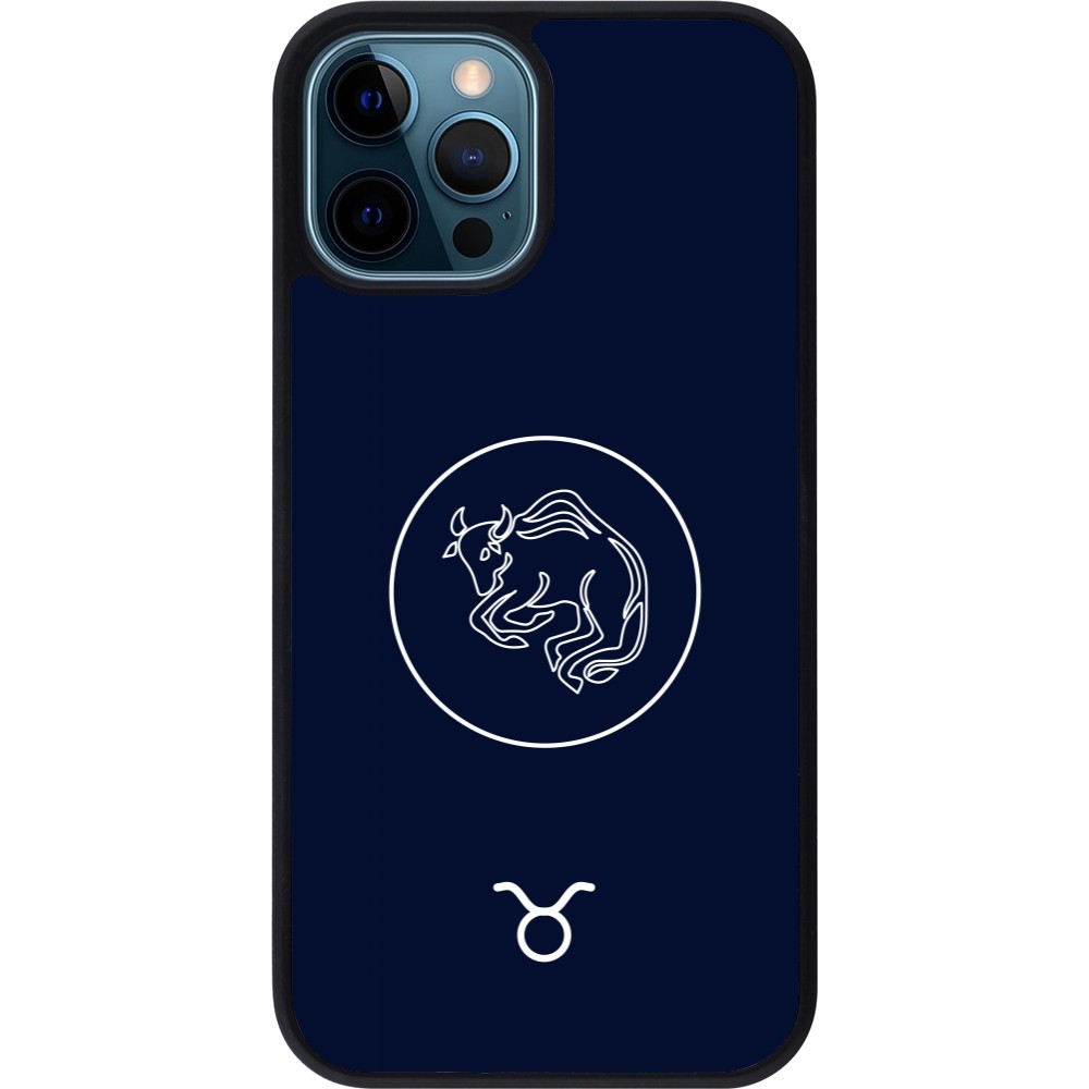 iPhone 12 / 12 Pro Case Hülle - Silikon schwarz Astrologie Stier