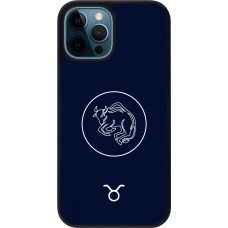 iPhone 12 / 12 Pro Case Hülle - Silikon schwarz Astrologie Stier