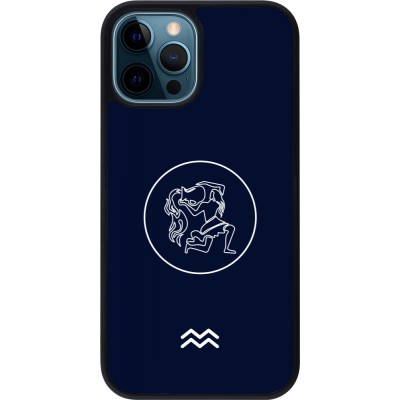 Coque iPhone 12 / 12 Pro - Silicone rigide noir Astrologie Verseau