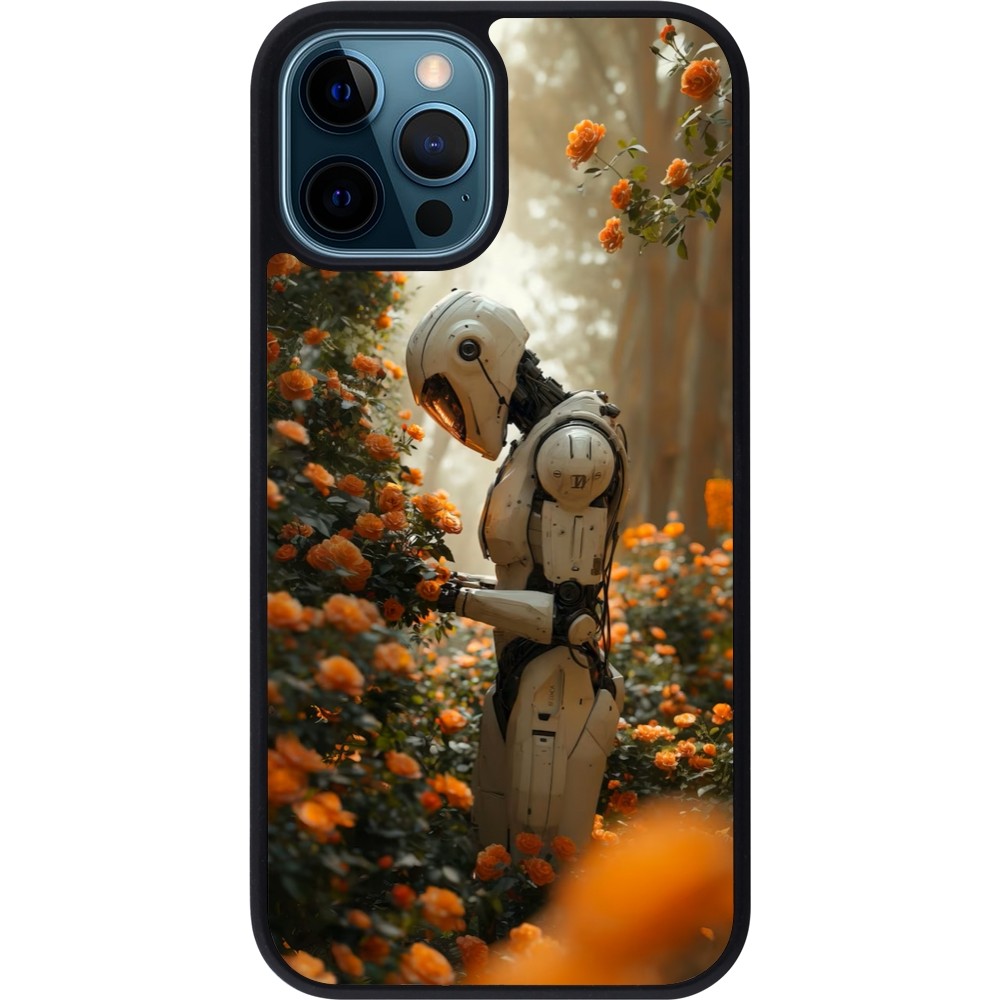 Coque iPhone 12 / 12 Pro - Silicone rigide noir Astronaut flowers 2025
