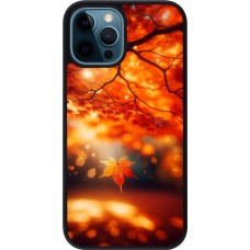 iPhone 12 / 12 Pro Case Hülle - Silikon schwarz Herbst Magisch Orange