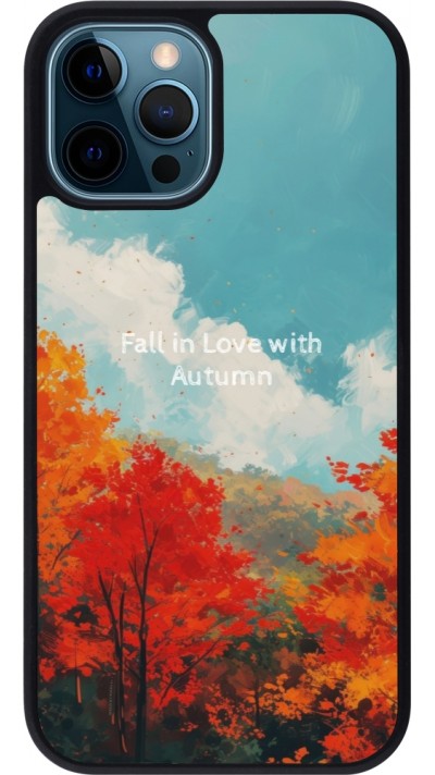 Coque iPhone 12 / 12 Pro - Silicone rigide noir Autumn 25 Fall in love