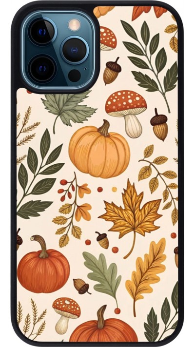 Coque iPhone 12 / 12 Pro - Silicone rigide noir Autumn 25 Autumn pattern