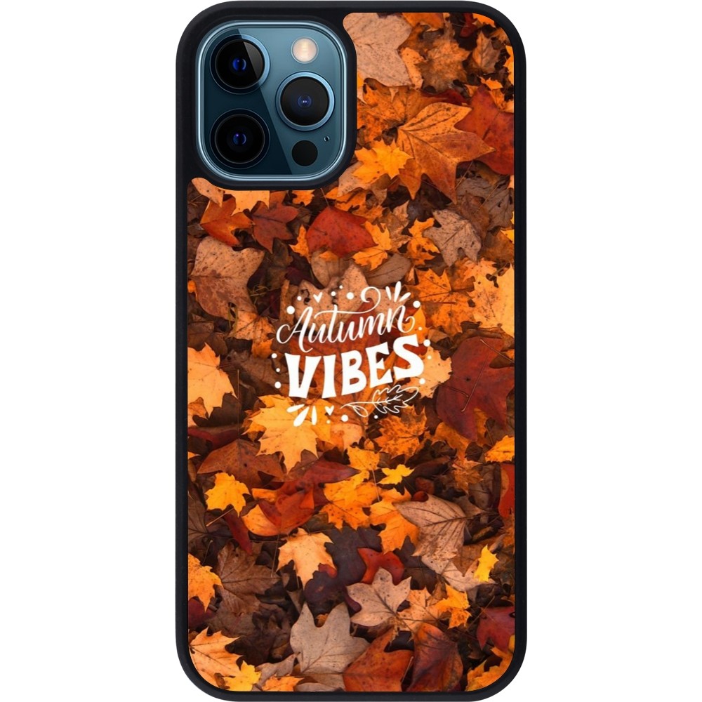Coque iPhone 12 / 12 Pro - Silicone rigide noir Autumn 25 Autumn vibes