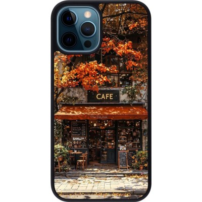Coque iPhone 12 / 12 Pro - Silicone rigide noir Autumn 25 Coffee shop