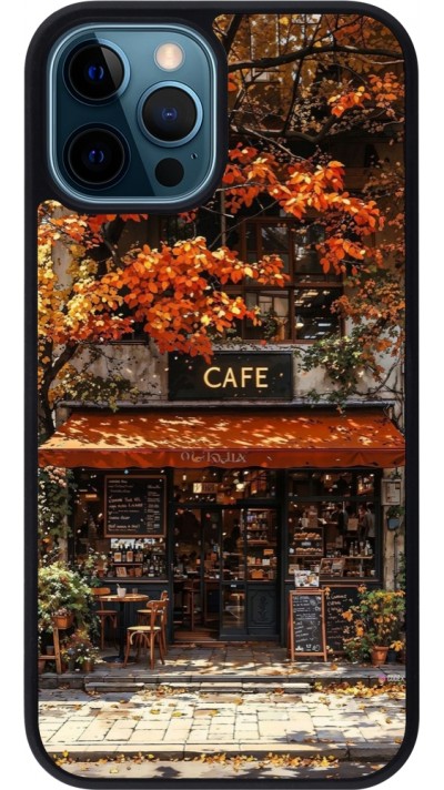Coque iPhone 12 / 12 Pro - Silicone rigide noir Autumn 25 Coffee shop