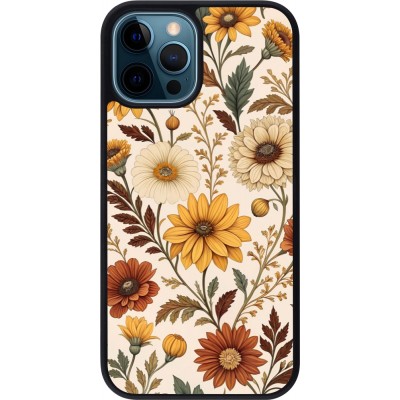 Coque iPhone 12 / 12 Pro - Silicone rigide noir Autumn 25 Flower pattern