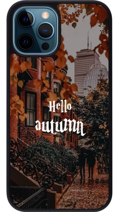 Coque iPhone 12 / 12 Pro - Silicone rigide noir Autumn 25 Hello autumn