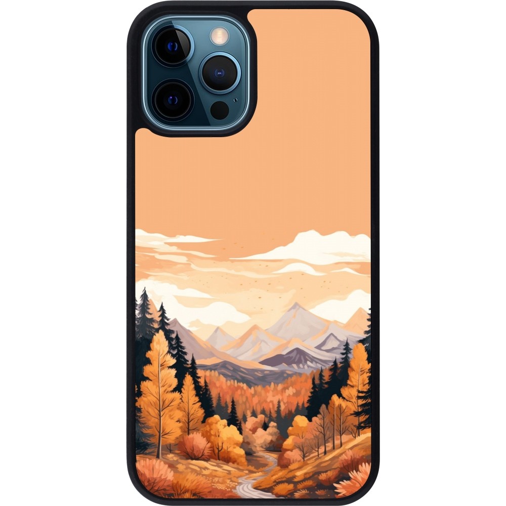 Coque iPhone 12 / 12 Pro - Silicone rigide noir Autumn 25 Mountains