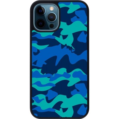 Hülle iPhone 12 / 12 Pro - Silikon schwarz Camo Blue