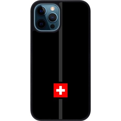 Coque iPhone 12 / 12 Pro - Silicone rigide noir Canton CH noir