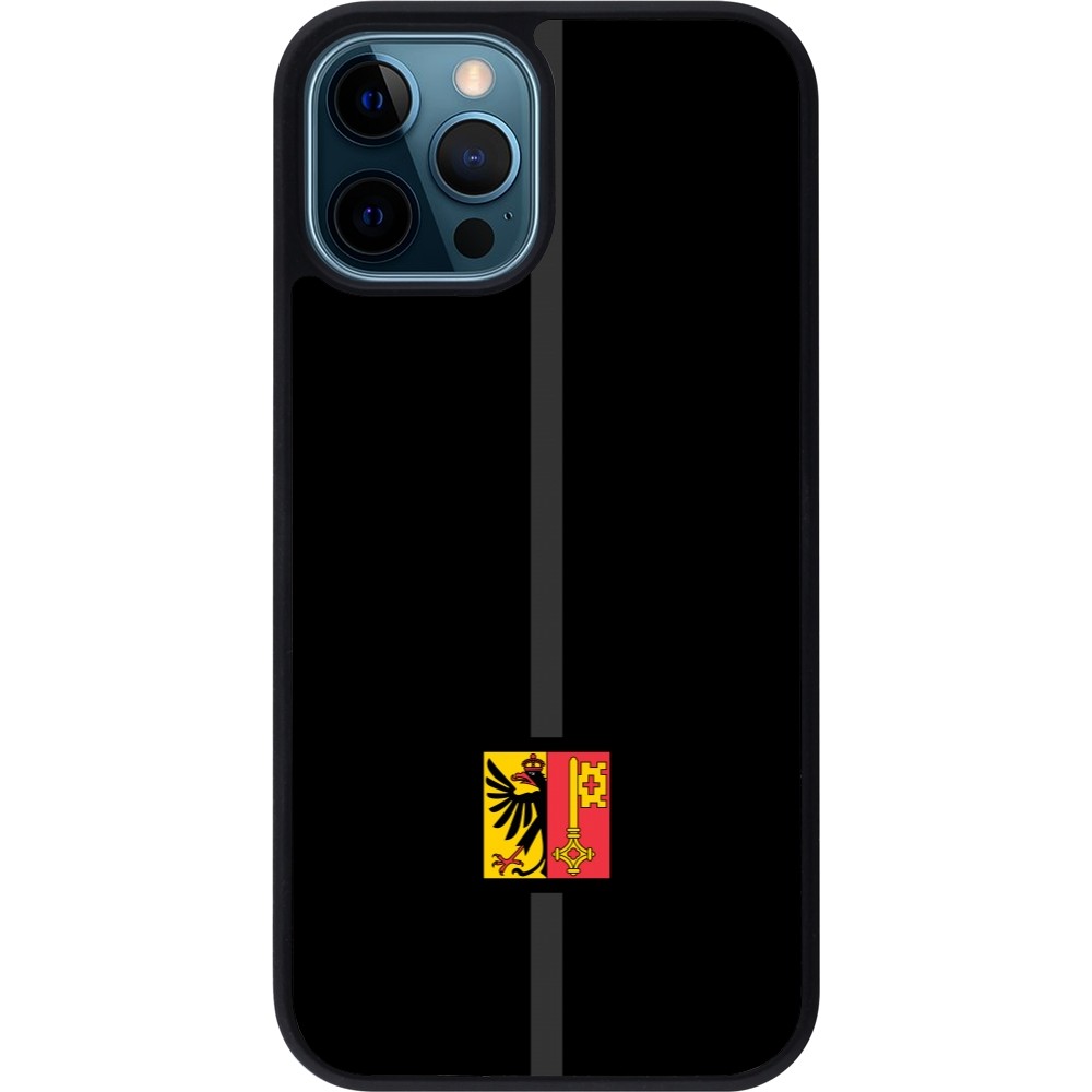Coque iPhone 12 / 12 Pro - Silicone rigide noir Canton GE noir