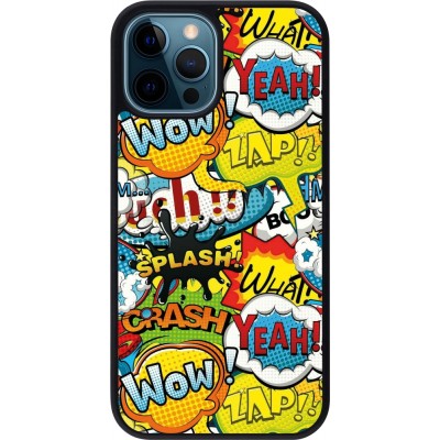 iPhone 12 / 12 Pro Case Hülle - Silikon schwarz Cartoons slogans