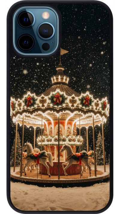 Coque iPhone 12 / 12 Pro - Silicone rigide noir Christmas 25 Carousel