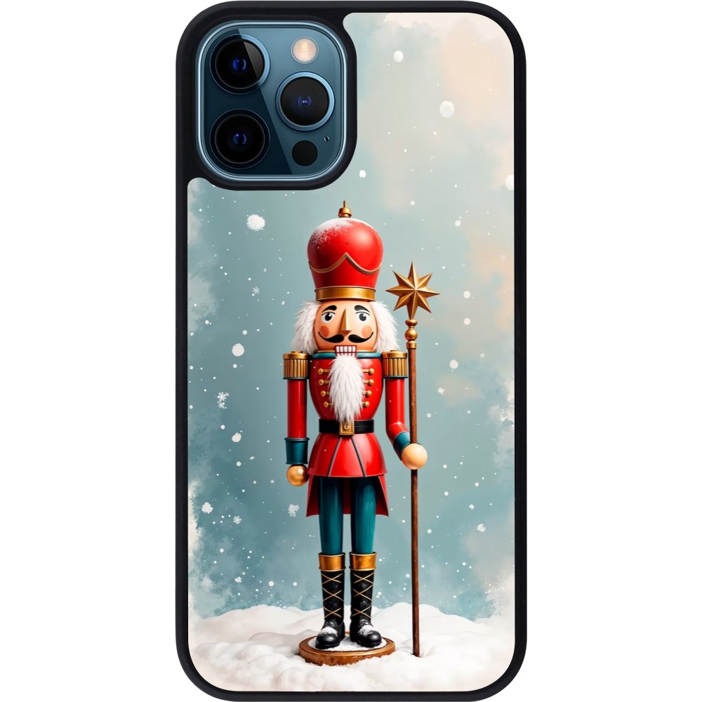 Coque iPhone 12 / 12 Pro - Silicone rigide noir Christmas 25 Nutcracker Snow