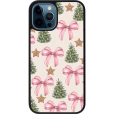 Coque iPhone 12 / 12 Pro - Silicone rigide noir Christmas 25 Vintage Ribbons